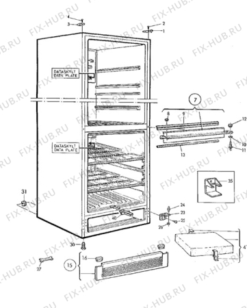 Взрыв-схема холодильника Electrolux TR1177S - Схема узла Cabinet + furniture (extra)